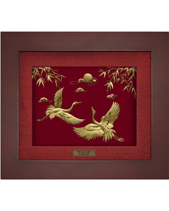 CGS-0411-29 Couple  Cranes Under The Moonlight in Frame 18 x 20 cm