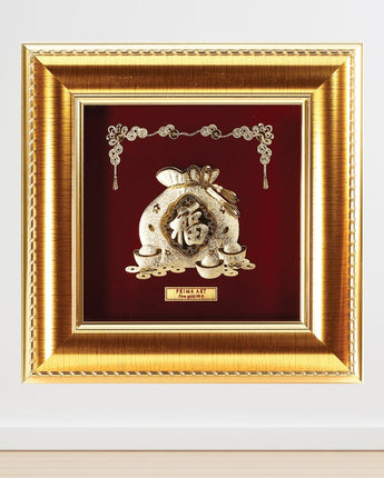 CGS-0498-03 Fu On Golden Pouch  in Frame 16 x 16 cm
