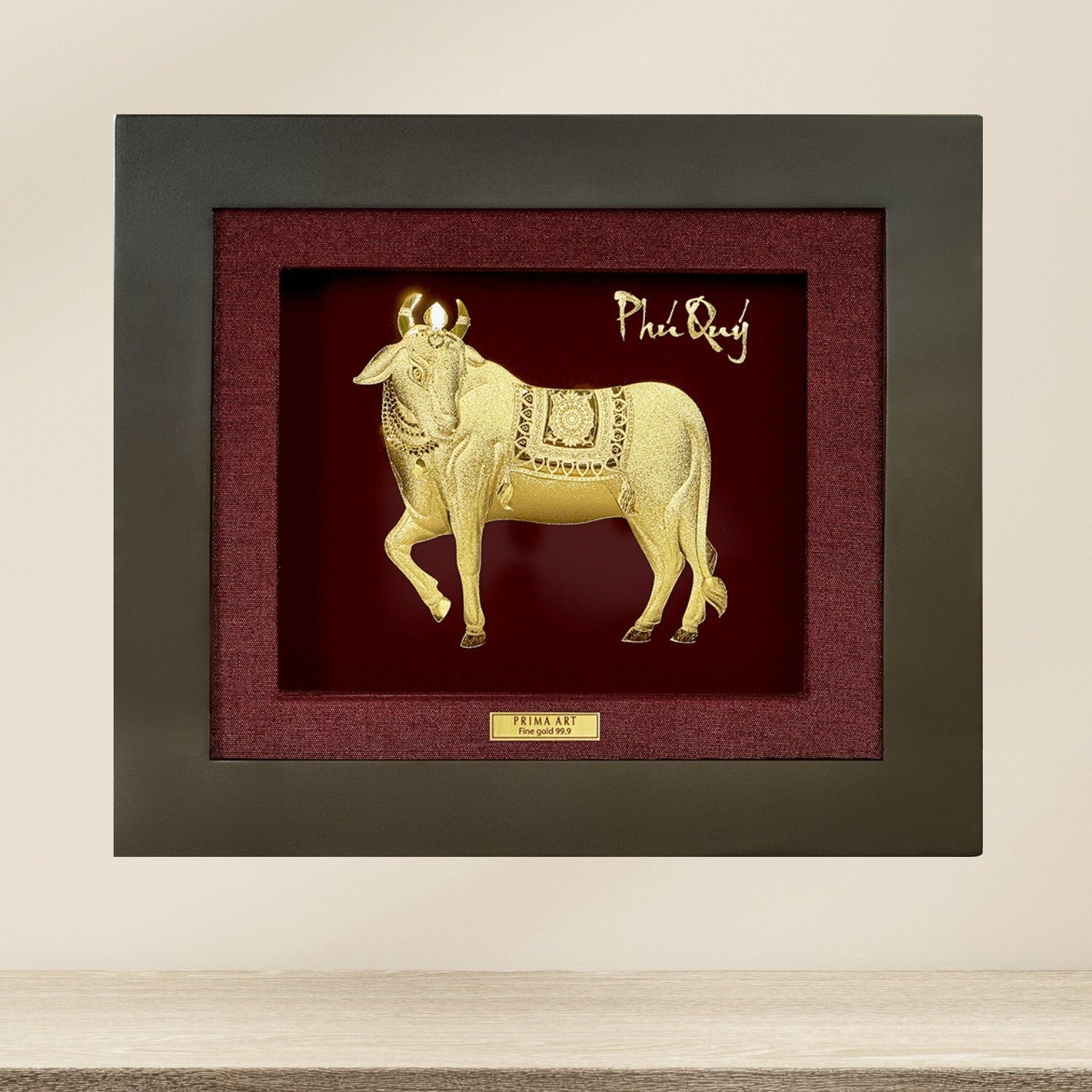 CGS-0501-02 Golden Buffalo Brings Enthusiasm in Frame 18 x 20 cm