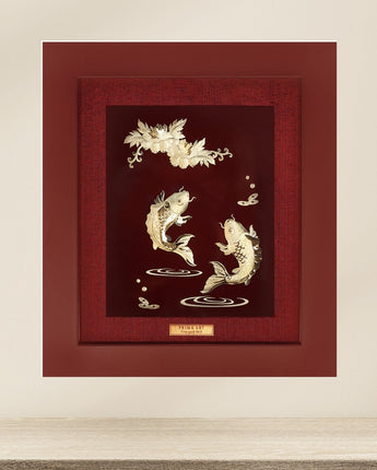 CGS-0515-05 Couple Fishes See Lucky Flower in Frame 18 x 20 cm