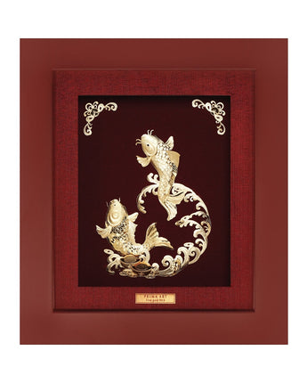 CGS-0515-06 Couple Carps Jumping On The Ocean Waves in Frame 18 x 20 cm