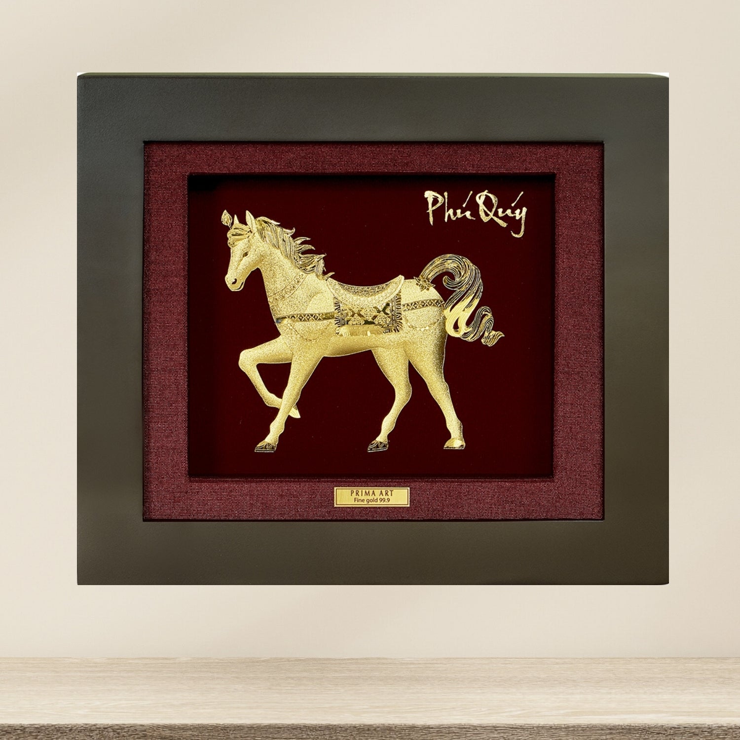CGS-0515-10 Golden Horse Brings Victory in Frame 18 x 20 cm