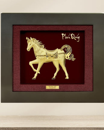 CGS-0515-10 Golden Horse Brings Victory in Frame 18 x 20 cm