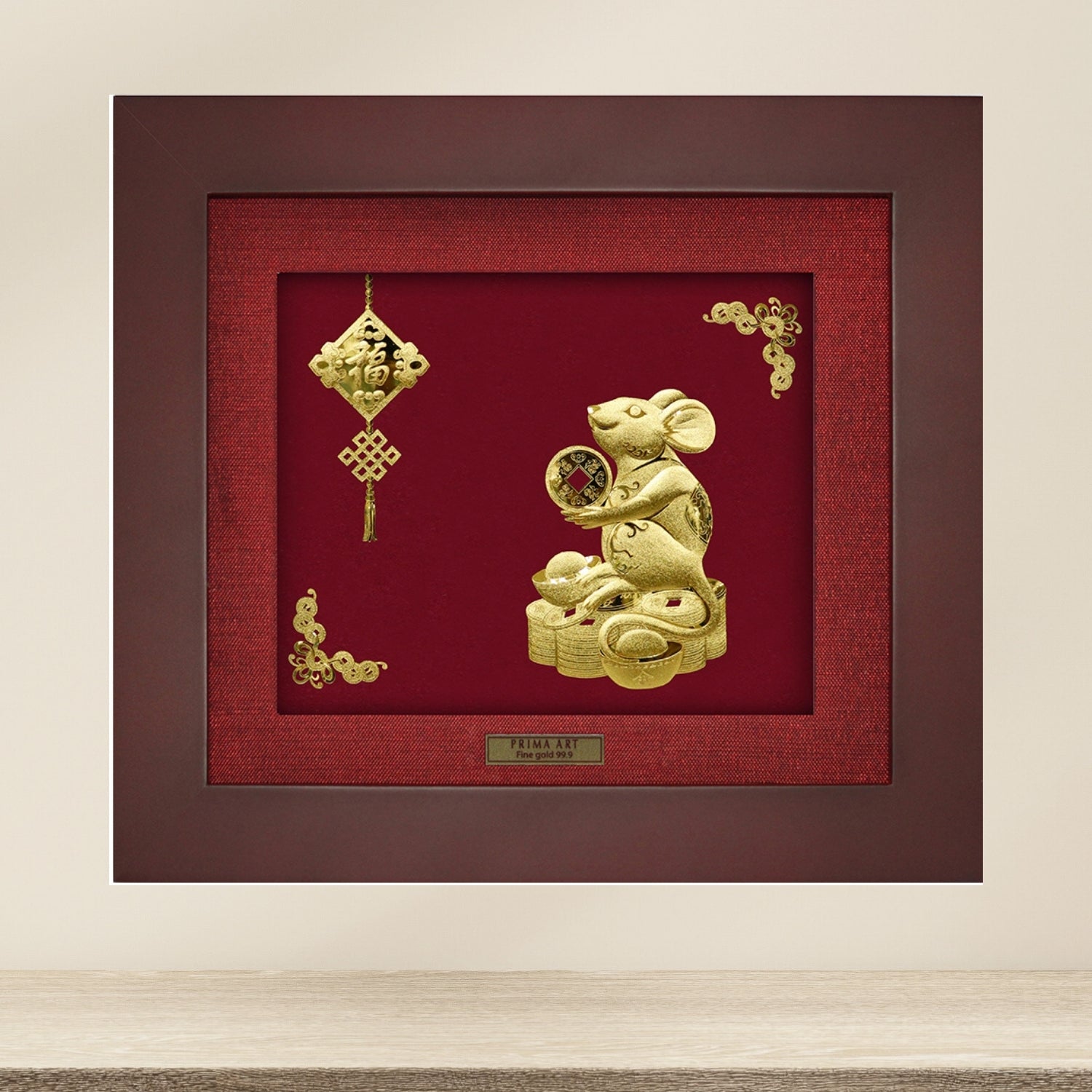 CGS-0515-34 Golden Buffalo Brings Luck in Frame 18 x 20 cm