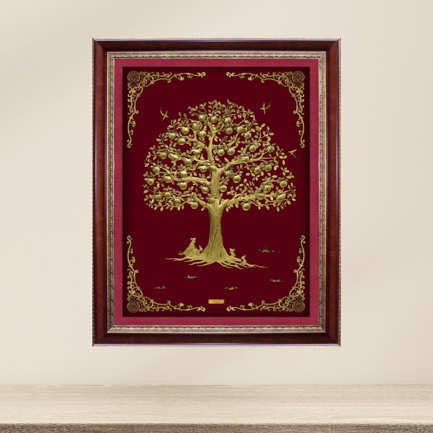 CGS-0517-01 Orange Weath Tree With Lucky Fruits in Frame 100 x 125 cm