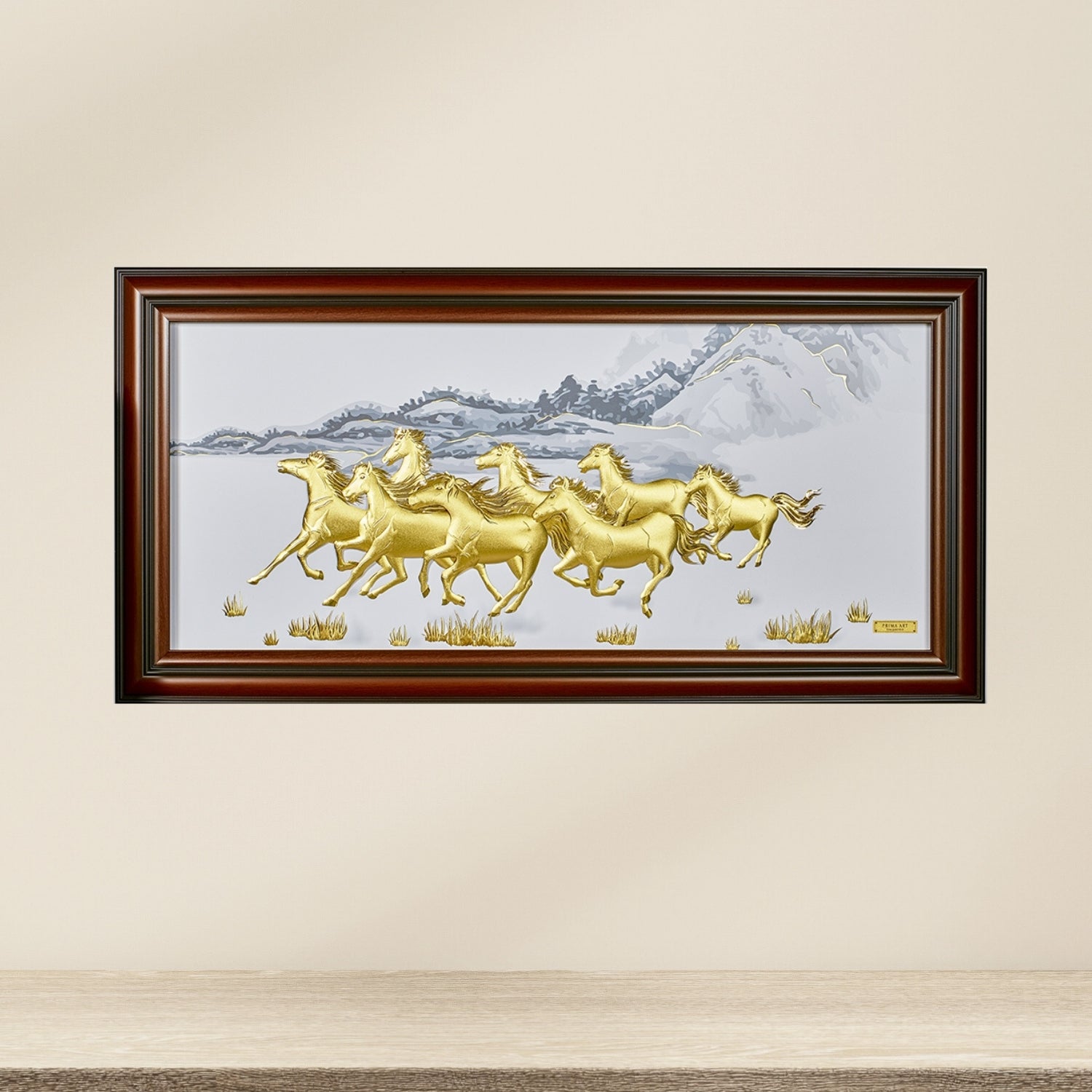 CGS-0537-01 The LUXE, 8 Horses Run Fast To Bring The Victory in Frame 140 x 70 cm