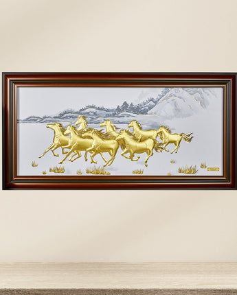 CGS-0537-01 The LUXE, 8 Horses Run Fast To Bring The Victory in Frame 140 x 70 cm