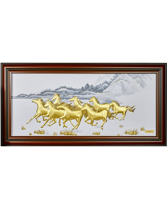 CGS-0537-01 The LUXE, 8 Horses Run Fast To Bring The Victory in Frame 140 x 70 cm