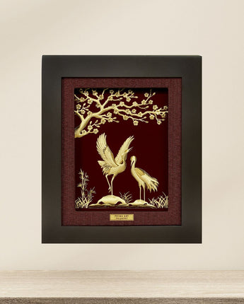 CGS-0551-01 Couple Cranes See Apricot Blossom in Frame 25 x 29 cm