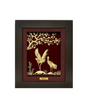 CGS-0551-01 Couple Cranes See Apricot Blossom in Frame 25 x 29 cm