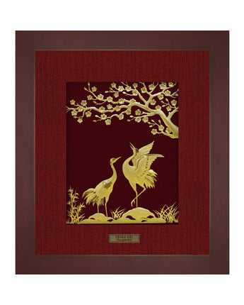 CGS-0551-02 Couple Cranes See Apricot Blossom in Frame 25 x 29 cm