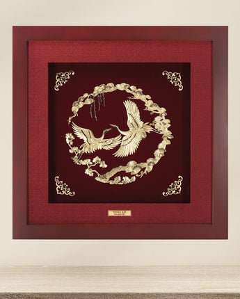 CGS-0580-02 Golden Crane For Wish A Longevity in Frame 35 x 35 cm