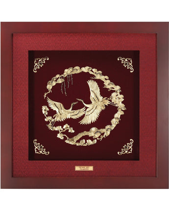 CGS-0580-02 Golden Crane For Wish A Longevity in Frame 35 x 35 cm