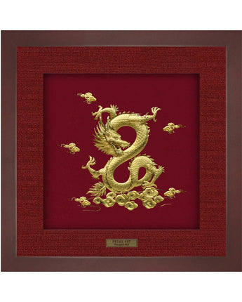 CGS-0593-03 Golden Dragon In 8 Shape Brings Luck And Wellness in Frame 35 x 35 cm