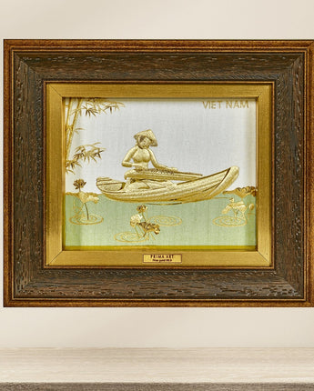 CGS-0596-03 Vietnamese Lady Play Music in Frame 18 x 20 cm