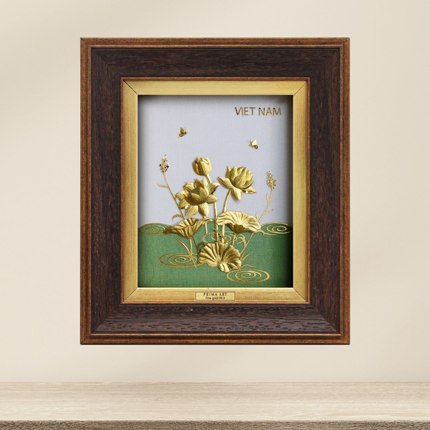 CGS-0597-02 Vietnamese Golden Lotus in Frame 18 x 20 cm