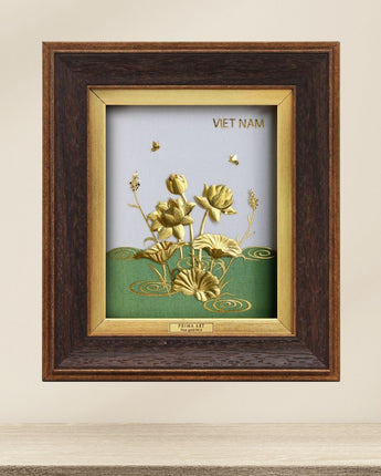 CGS-0597-02 Vietnamese Golden Lotus in Frame 18 x 20 cm