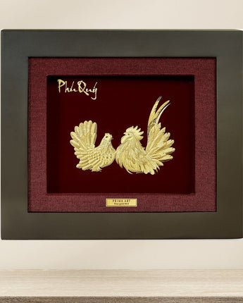 CGS-0625-04 Golden Chicken Brings Happiness in Frame 18 x 20 cm