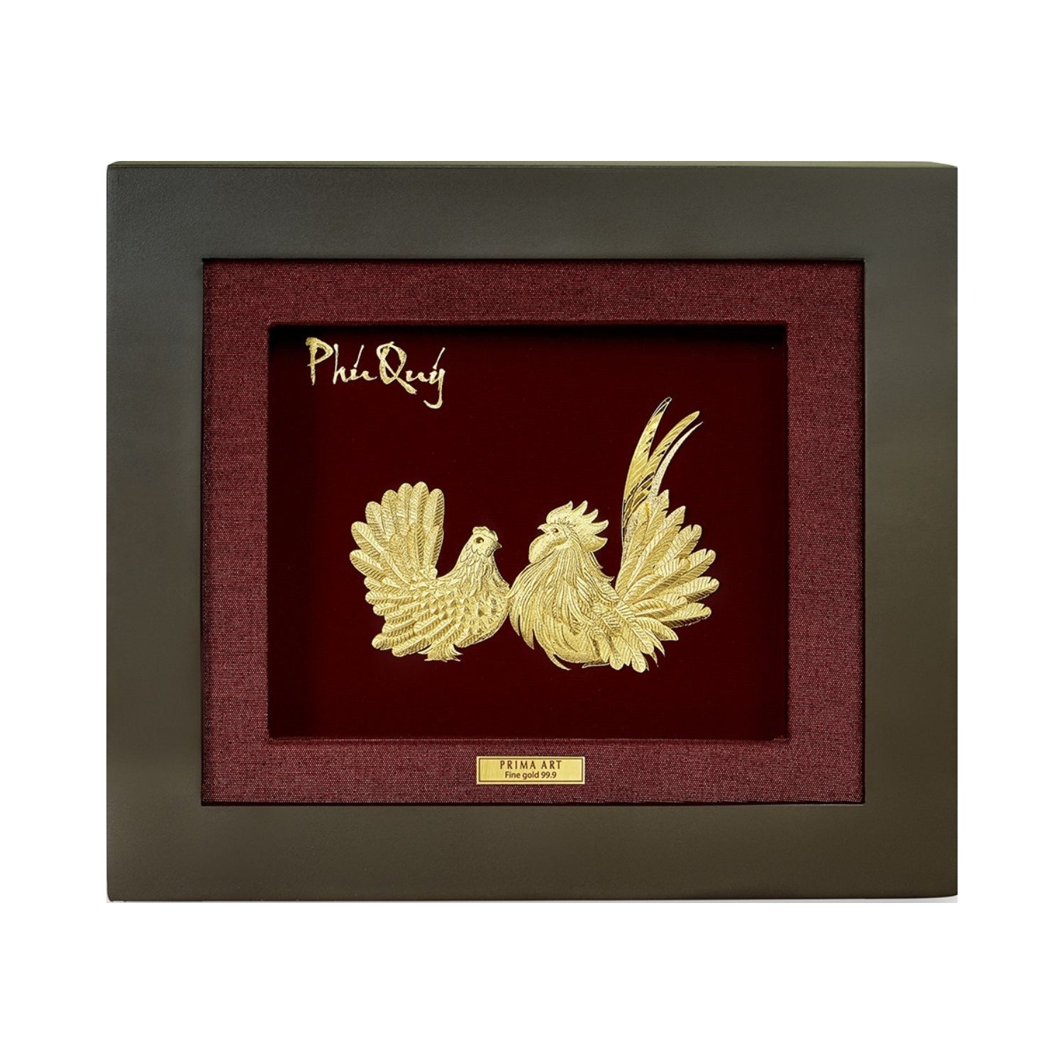 CGS-0625-04 Golden Chicken Brings Happiness in Frame 18 x 20 cm
