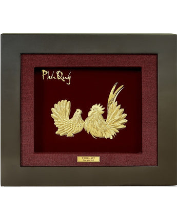 CGS-0625-04 Golden Chicken Brings Happiness in Frame 18 x 20 cm