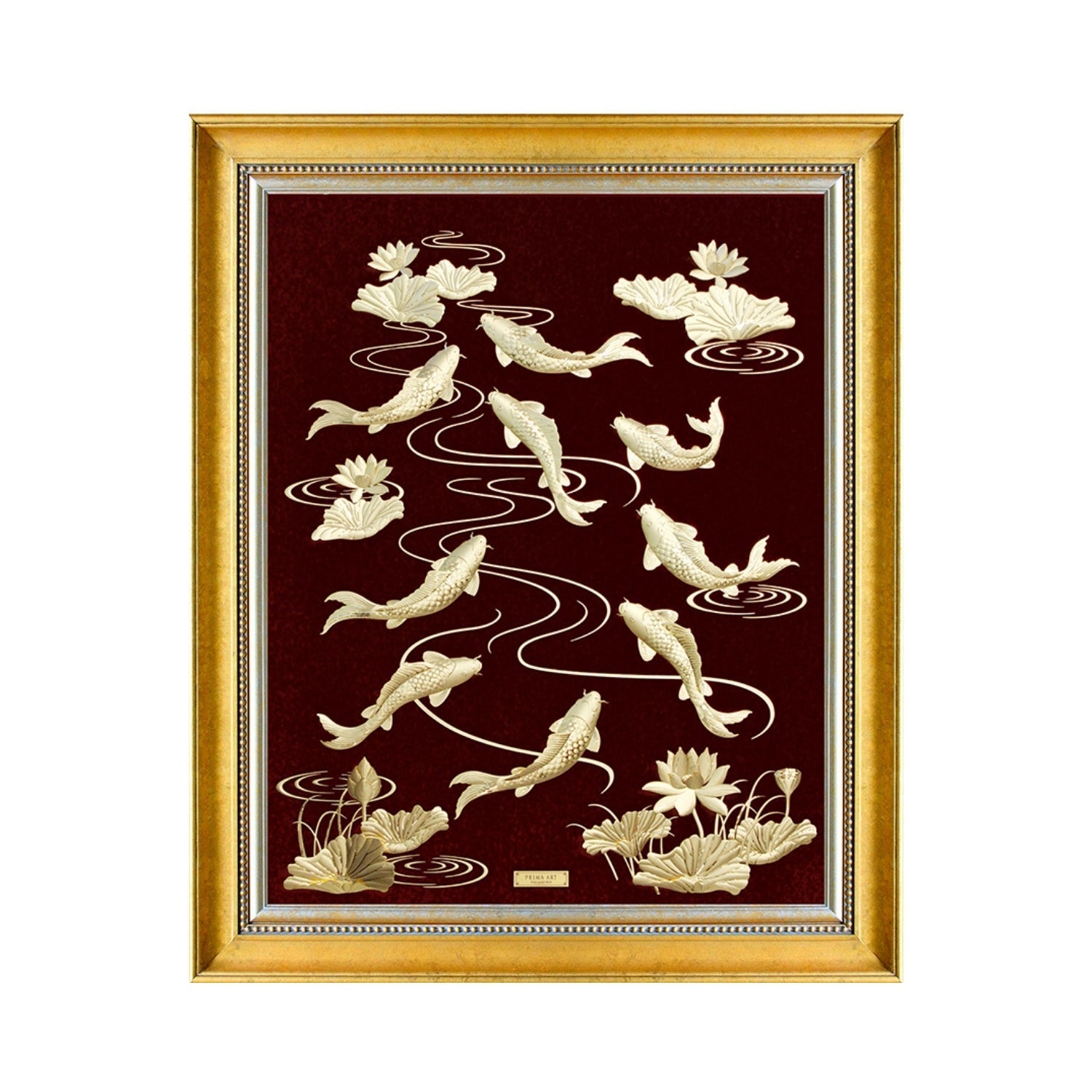 CGS-0646-01 Nine Fishs Gathering Brings Luck And Prosperity in Frame 100 x 125 cm