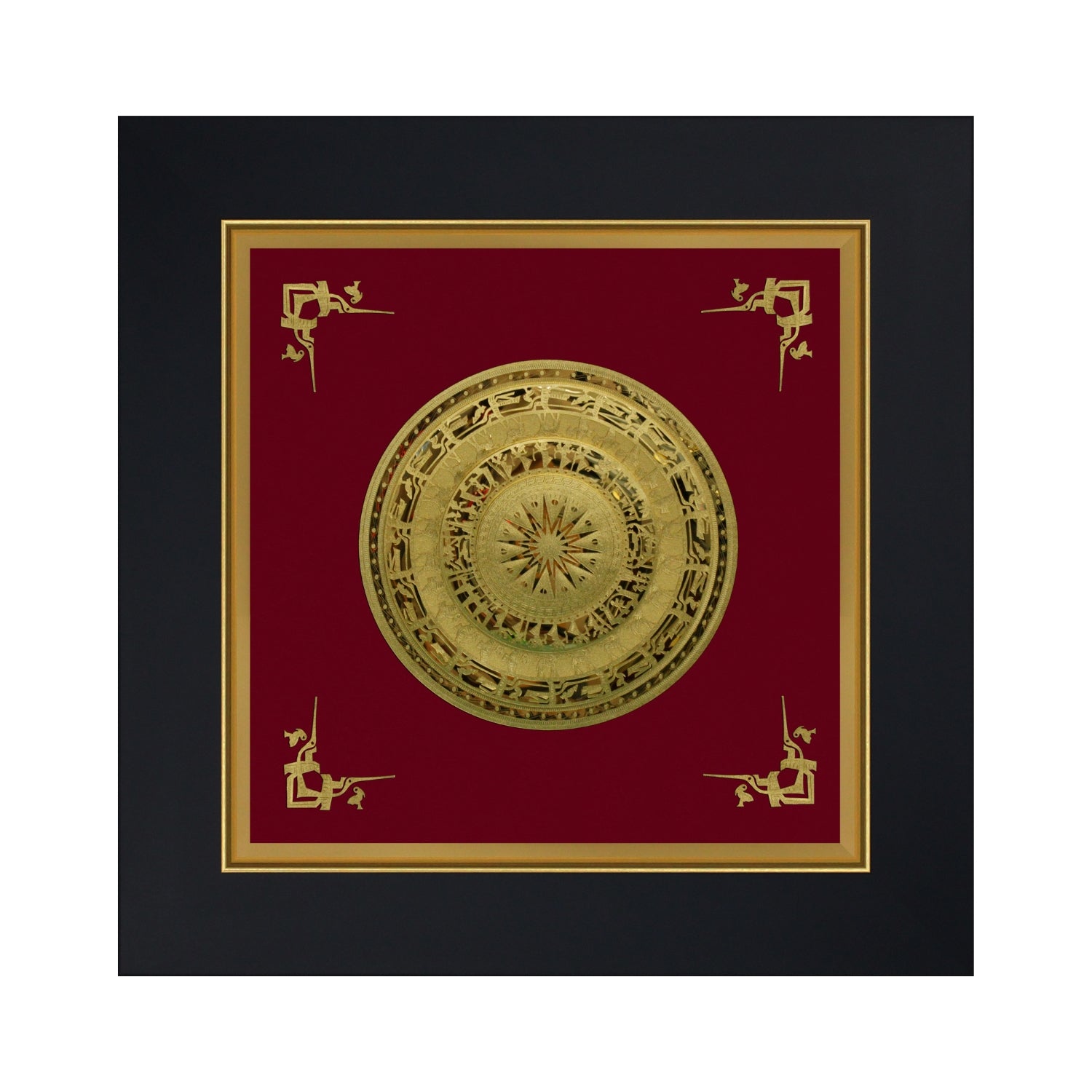 CGS-0677-01 Bronze Drum Symbol Of First Dynesty Of Nation Vietnam in Frame 35 x 35 cm