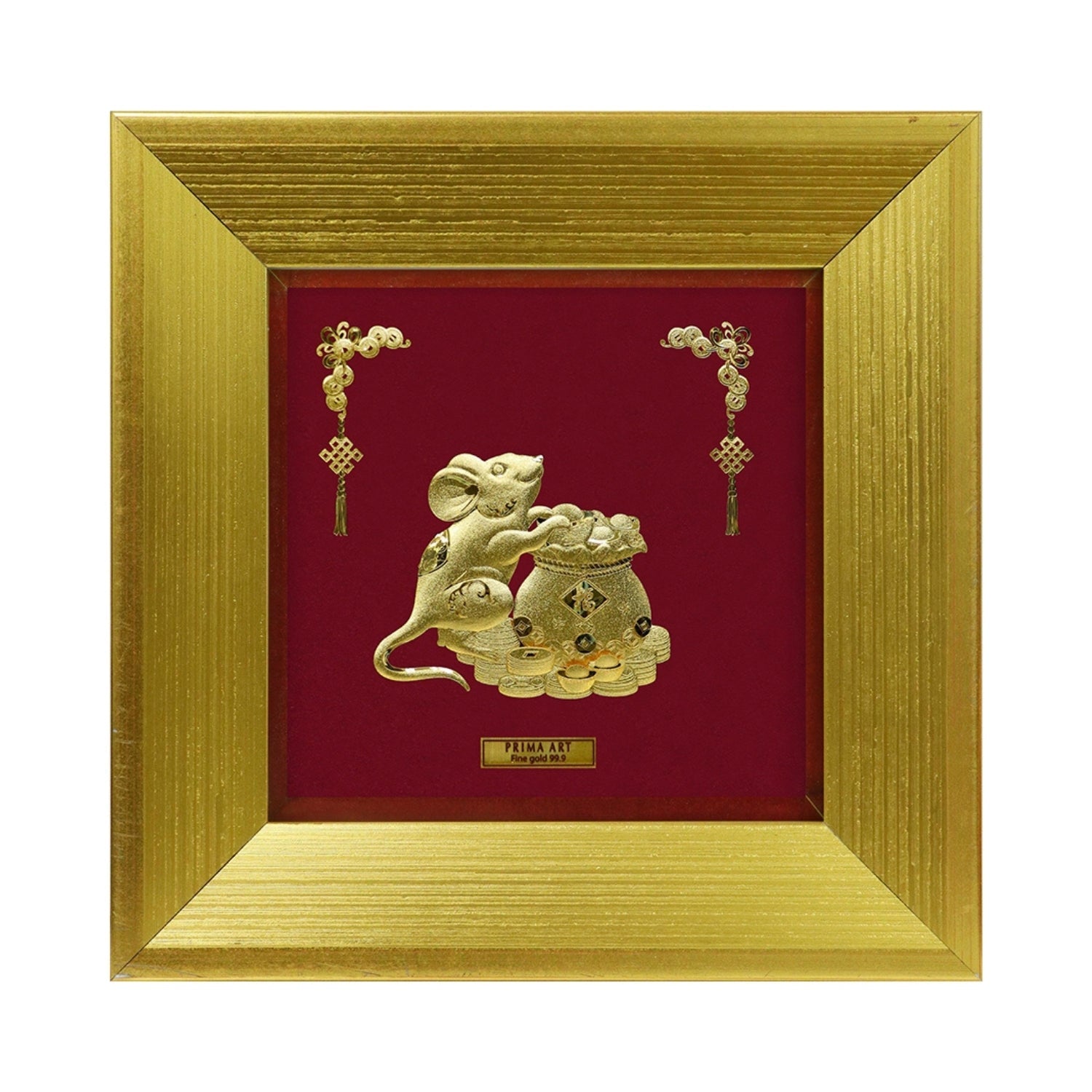 CGS-0716-03 Golden Rat Brings Fortune in Frame 18 x 18 cm