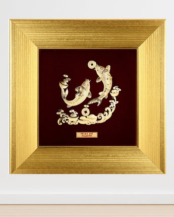 CGS-0732-01 Couple Carps Brings  Money in Frame 18 x 18 cm