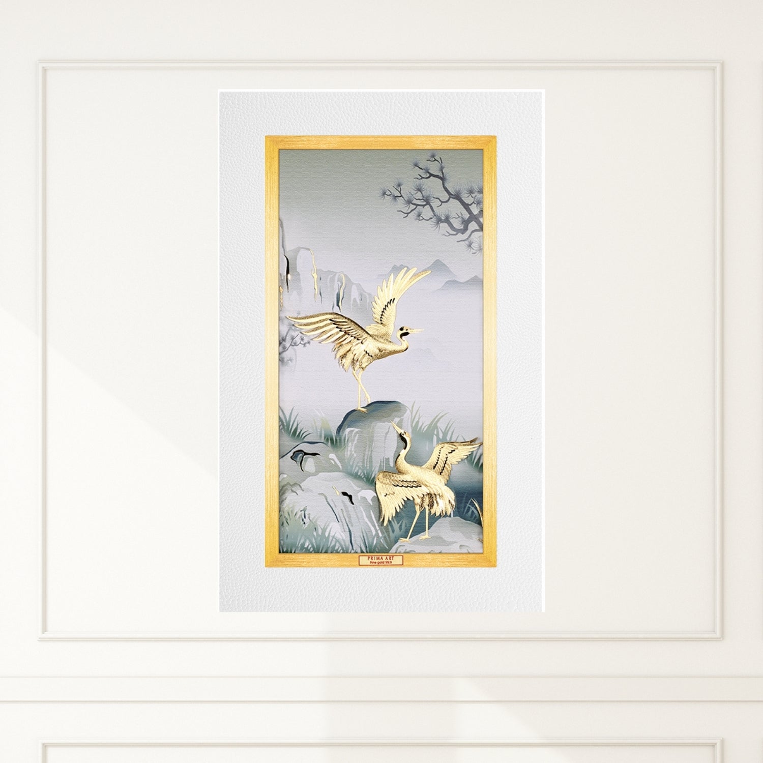 CGS-0734-01 The LUXE, Happy Couple Cranes Blessing Longevity  in Frame 25 x 40 cm