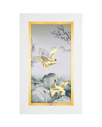 CGS-0734-01 The LUXE, Happy Couple Cranes Blessing Longevity  in Frame 25 x 40 cm