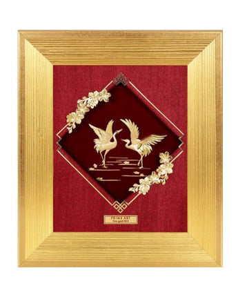 CGS-0756-01 NOBLE Original, Couple Cranes Dancing By The Lake in Frame 18 x 20 cm