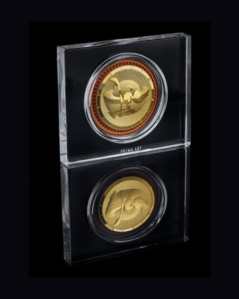 DGS-0054-01 Golden "LOC" Brings Fortune and Wealth in Paperweight Acryllic 12 x 10 cm