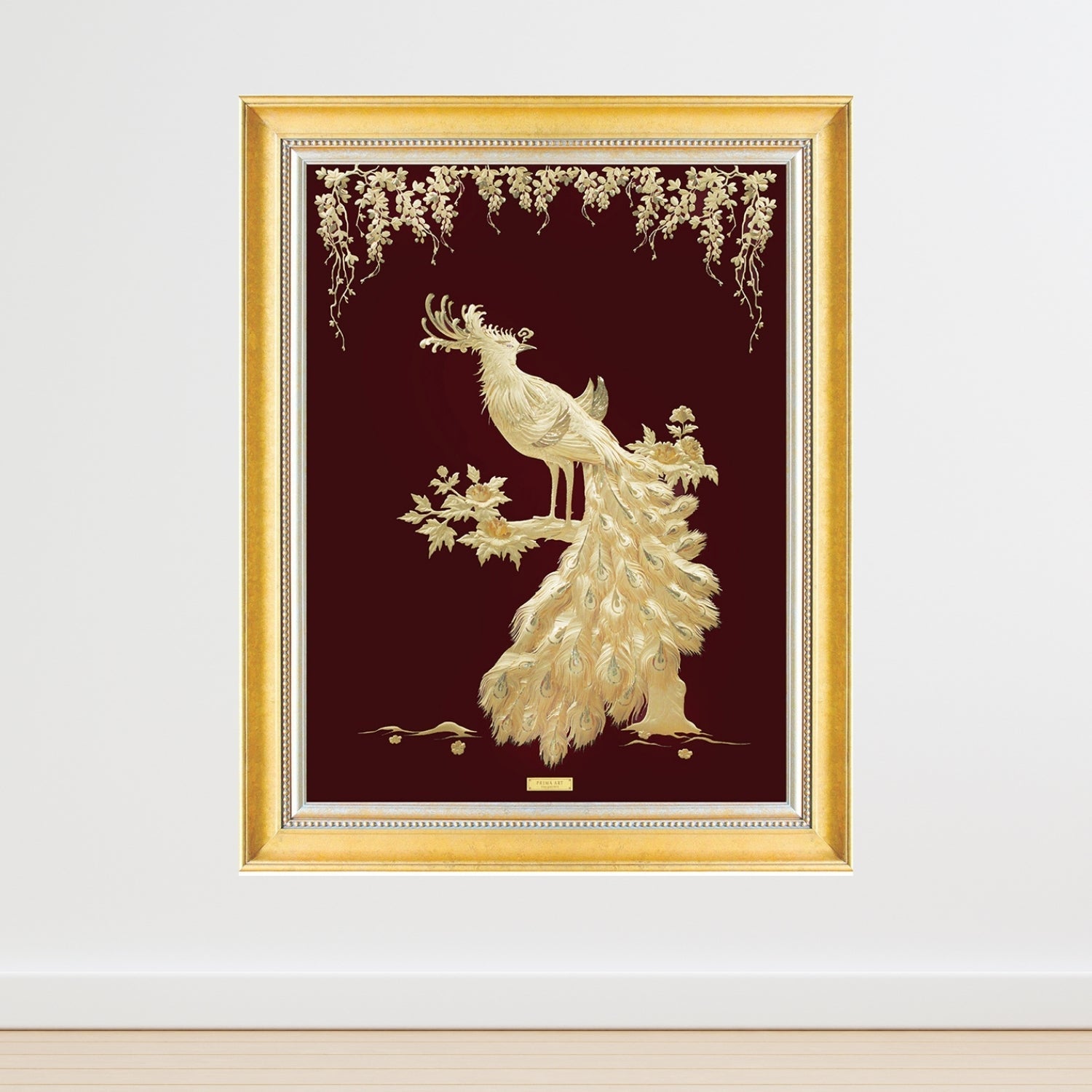 MGS-0013-01 Royal Phoenix On The Apricot Blossom Tree Branch in Frame 100 x 125 cm