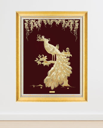 MGS-0013-01 Royal Phoenix On The Apricot Blossom Tree Branch in Frame 100 x 125 cm
