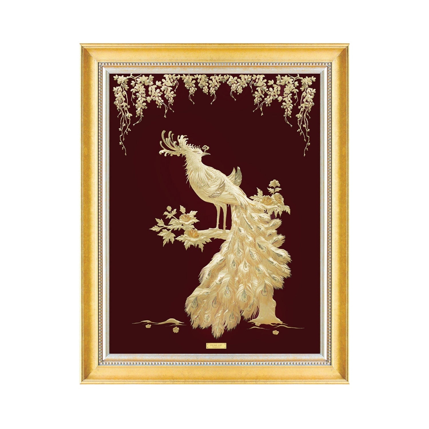 MGS-0013-01 Royal Phoenix On The Apricot Blossom Tree Branch in Frame 100 x 125 cm