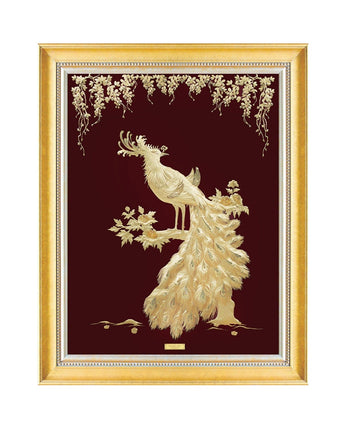 MGS-0013-01 Royal Phoenix On The Apricot Blossom Tree Branch in Frame 100 x 125 cm