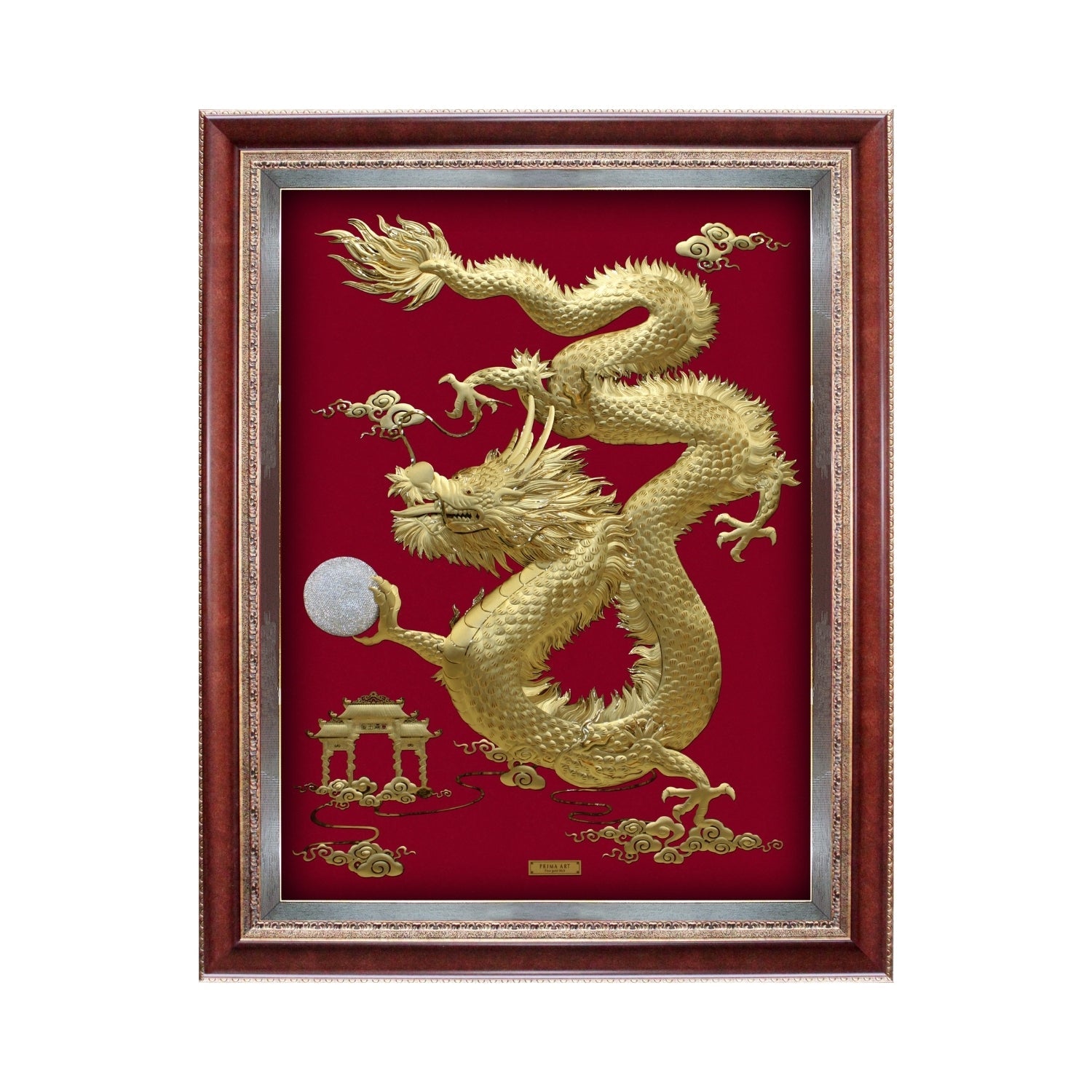MGS-0024-01 Flying Dragon Holding Crystal Ball in Frame 100 x 125 cm