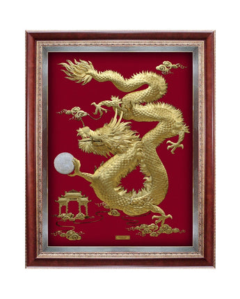 MGS-0024-01 Flying Dragon Holding Crystal Ball in Frame 100 x 125 cm