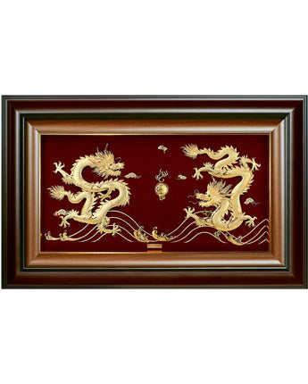 MGS-0045-01 Two Dragons Chalenging To Win The Crystal Ball in Frame 52 x 32 cm