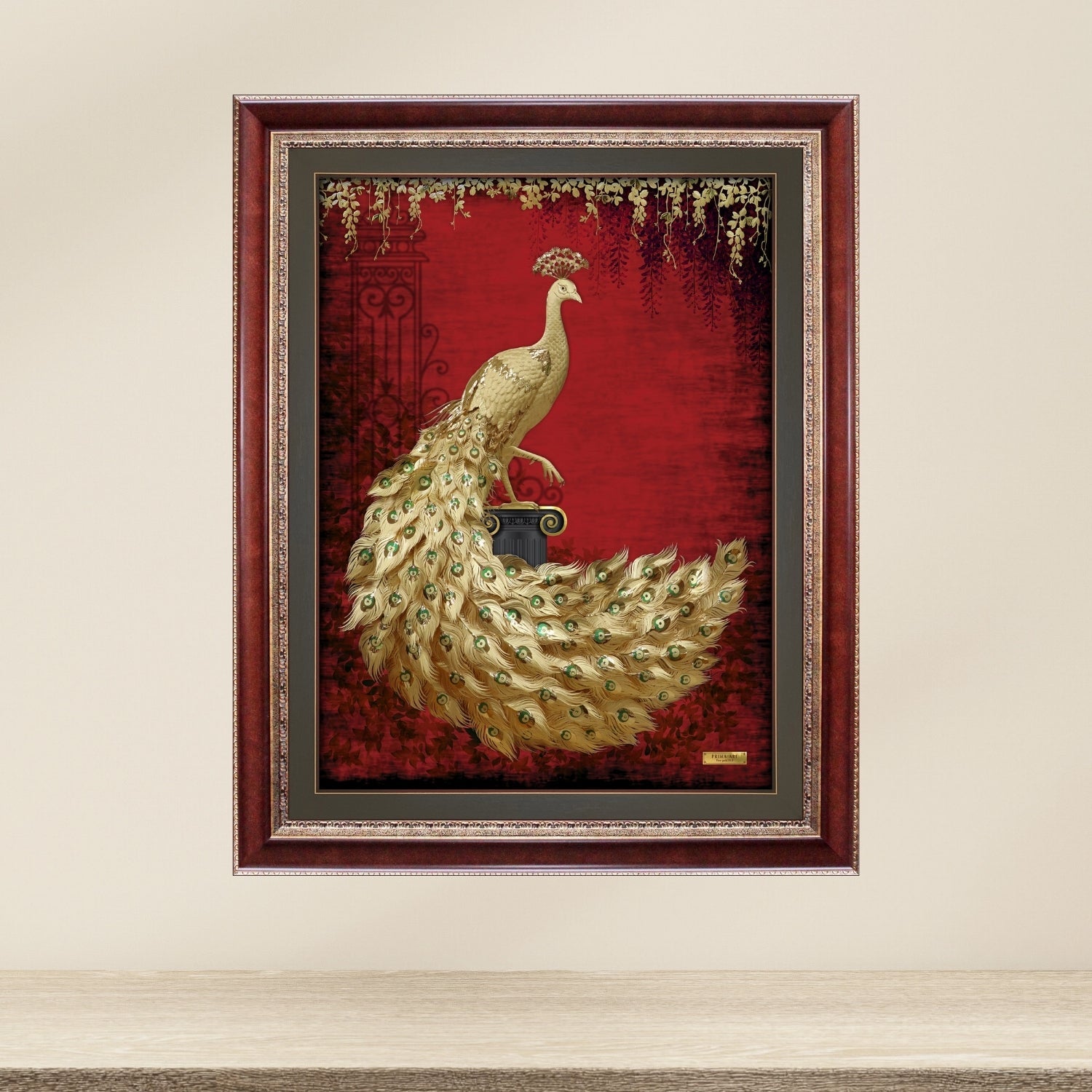 MGS-0048-01 The LUXE, Imperial Peacock In Palace in Frame 100 x 125 cm