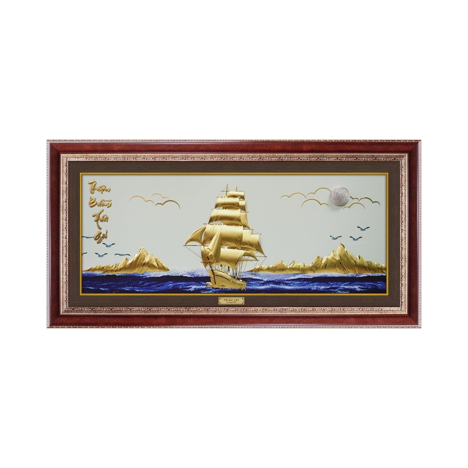 VCG-0005-01 The LUXE, Smooth Journey Golden Wealth Ship  in Frame 160 x 80 cm