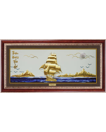 VCG-0005-01 The LUXE, Smooth Journey Golden Wealth Ship  in Frame 160 x 80 cm