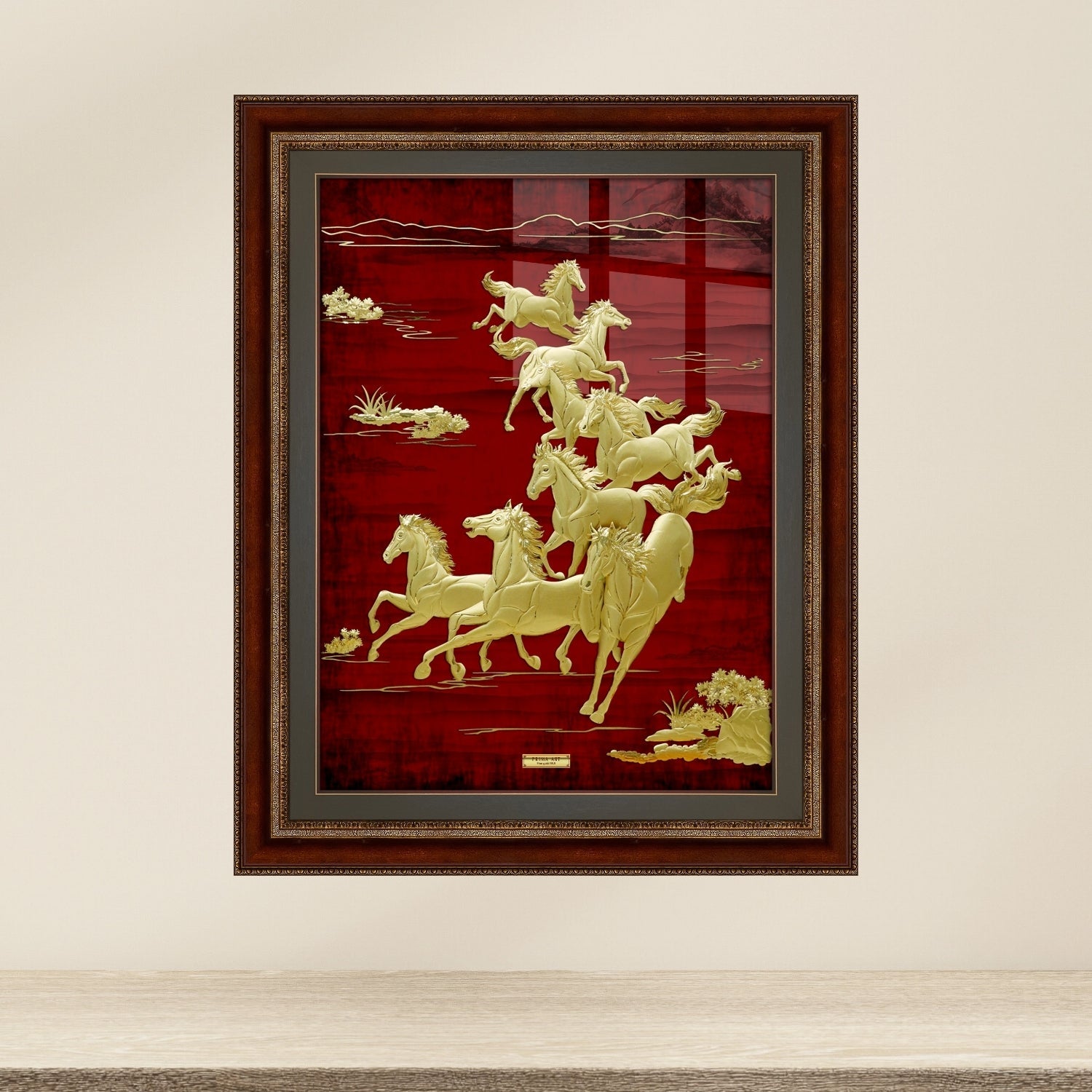 VCG-0028-02 The LUXE, 8 Horses Run Fast To Bring The Victory in Frame 100 x 125 cm