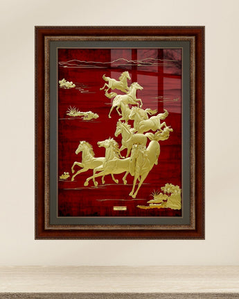 VCG-0028-02 The LUXE, 8 Horses Run Fast To Bring The Victory in Frame 100 x 125 cm