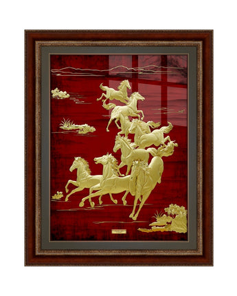 VCG-0028-02 The LUXE, 8 Horses Run Fast To Bring The Victory in Frame 100 x 125 cm