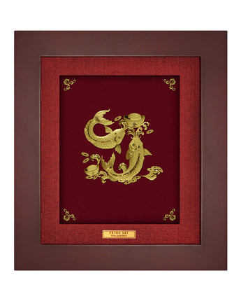 CGS044704 Couple Fortune Carps in Frame 18x20 cm