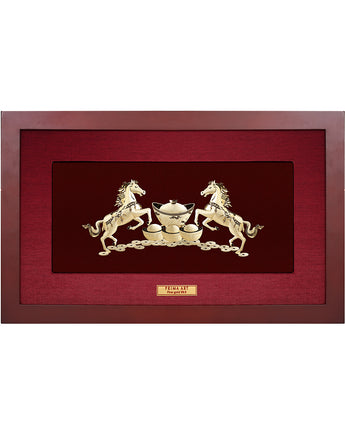 CGS058703 Auspicious Couple Horses in Frame 25x40 cm