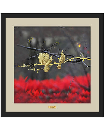CGS080601 Color Collection Couple Birds in Frame 65x65 cm